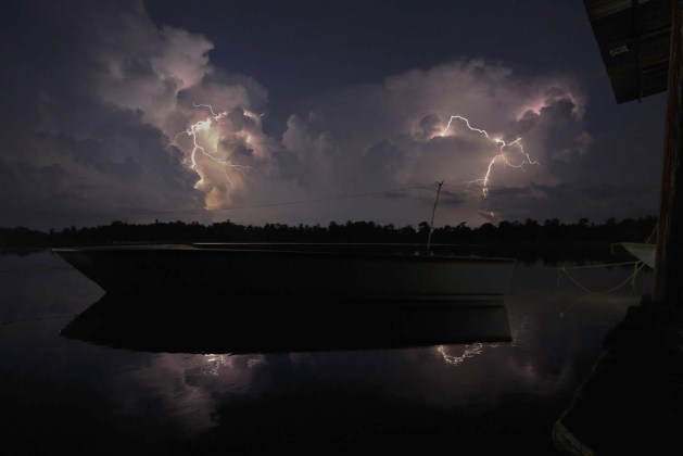 Lightning strikes over Lake Maracaibo in the village of Congo Mirador, where the Catatumbo River feeds into the lake, in the western state of Zulia