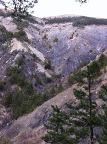 General view of the crash site of a Germanwings Airbus A320 in the French Alps above Seyne-les-Alpes is pictured in this photo provided by the French Gendarmeri