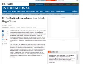 La explicación del diario El País de España sobre la falsa foto de Chávez