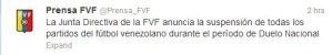FVF suspende los partidos de fútbol por duelo nacional