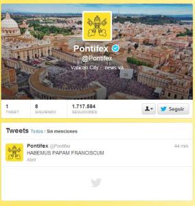 La cuenta del Papa vuelve a estar activa y anuncia “Habemus Papam Franciscum”