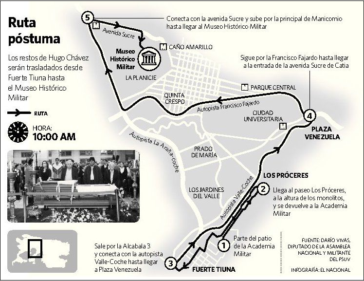 Esta será la ruta para trasladar restos de Chávez (Imagen)
