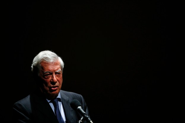 Peruvian writer and Nobel literature laureate Vargas Llosa attends a forum in support of Venezuela's opposition in Caracas