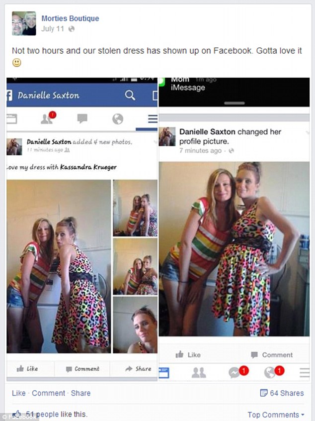 Joven fue detenida tras tomarse un selfie con un vestido robado