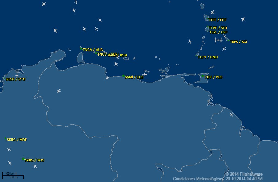 Mapa de vuelos en vivo revela el aislamiento de Venezuela (Imágenes)