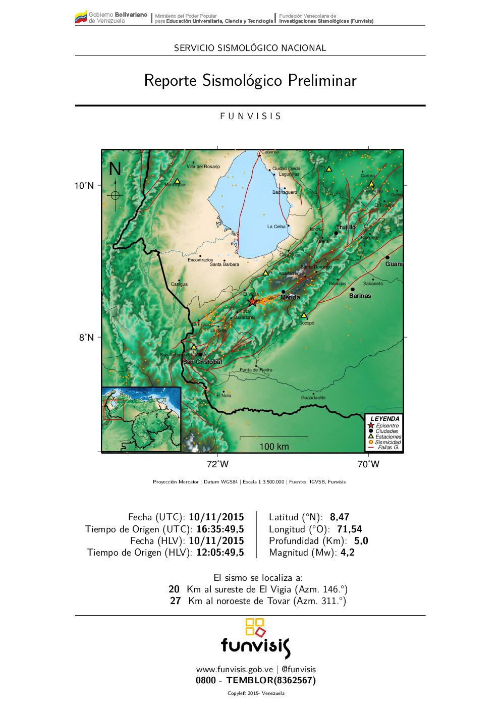 Nuevo sismo de 4.2 se registró en El Vigía