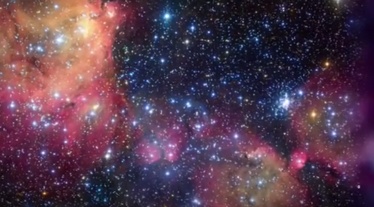 Impactante “ornamentación estelar” rosa y azul en la Gran Nube de Magallanes