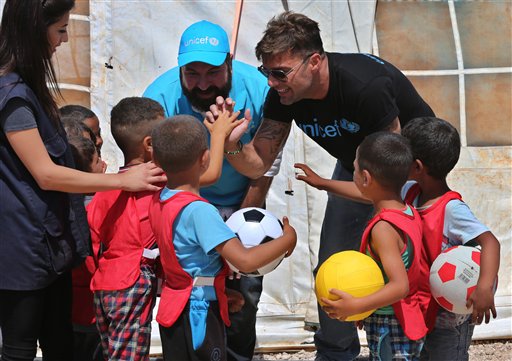 Ricky Martin visitó a refugiados sirios en Líbano (Fotos)