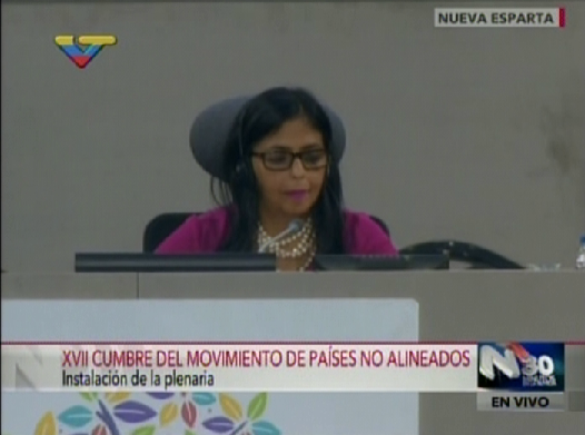 Delcy Rodríguez instaló reunión de cancilleres en la Cumbre del Mnoal
