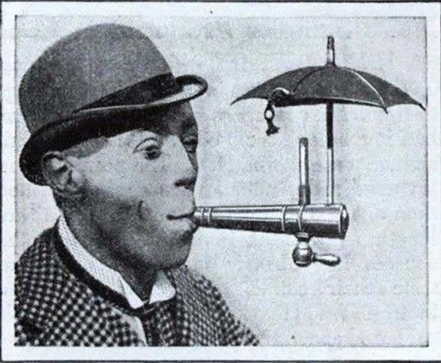 La lluvia no era un problema para los fumadores con este extraño dispositivo (1931).