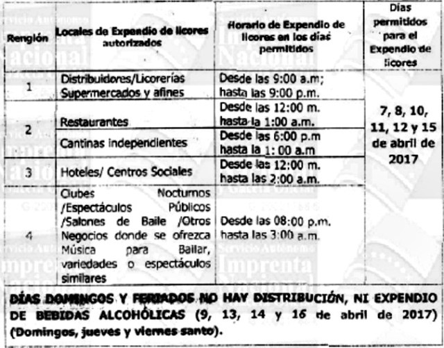 Foto: Horarios de la Ley Seca en Semana Santa / Gaceta oficial N° 41.130