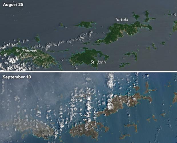El huracán Irma deja marrones las verdes islas del Caribe