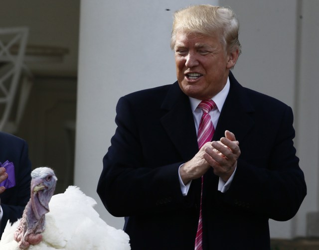 U.S. President Donald Trump participates in the 70th National Thanksgiving turkey pardoning ceremony in the Rose Garden of the White House in Washington, U.S., November 21, 2017. REUTERS/Jim Bourg