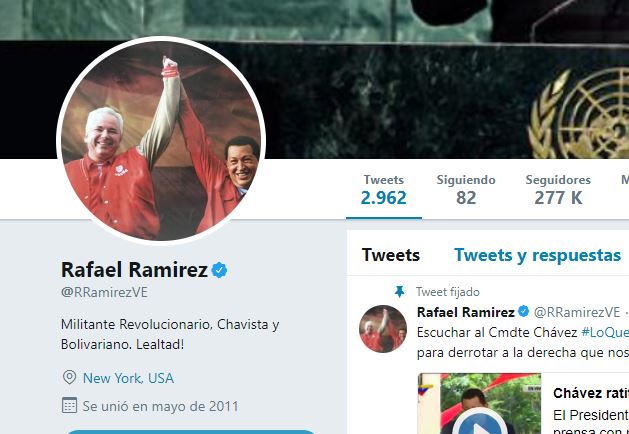 Rafael Ramírez se desvincula de la ONU… al menos en su Twitter