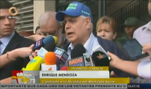 Enrique Mendoza: No me subordino ante nadie sino ante los electores que yo tengo