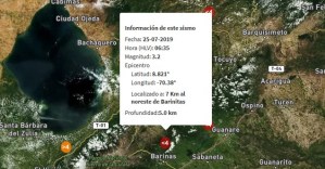 Sismo de magnitud 3.2 en Barinitas