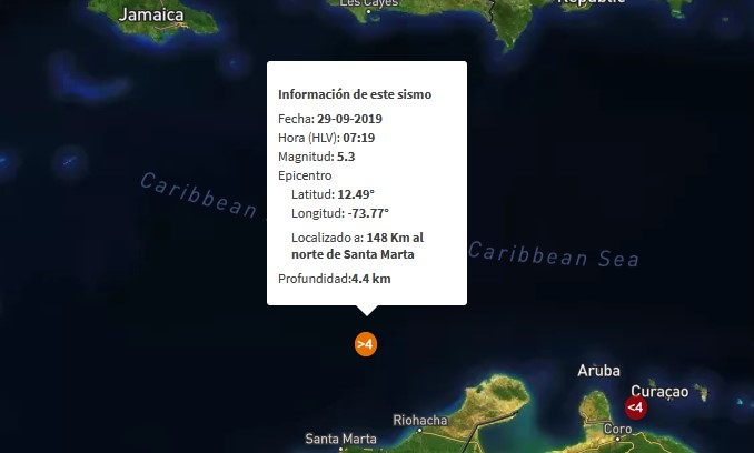 Sismo de magnitud 5.3 en Santa Marta, Colombia
