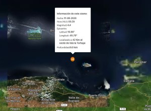 Sismo de magnitud 4.4 al oeste de Isla la Tortuga