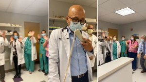Personal médico de un hospital en EEUU celebró el alta de su último paciente con Covid-19 (Video)