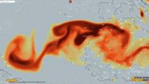 El dióxido de azufre del volcán de La Palma alcanzará el mar Caribe