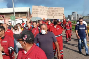 Trabajadores petroleros en Anzoátegui se lanzaron a la calle para exigir reivindicaciones laborales (FOTOS)