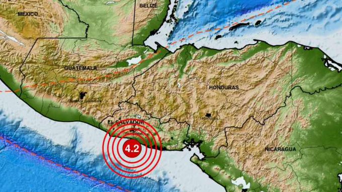 Reportan sismo de magnitud 4,2 con epicentro en la costa en El Salvador