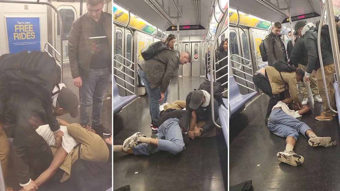 El atroz momento cuando un hombre fue estrangulado por otro pasajero en el metro de Nueva York (VIDEO)