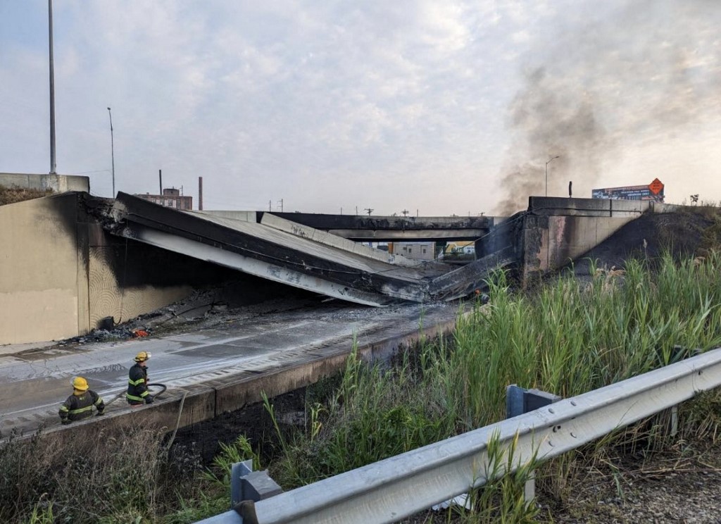 Gandola llena de combustible explotó y derrumbó una autopista en Filadelfia (VIDEO)