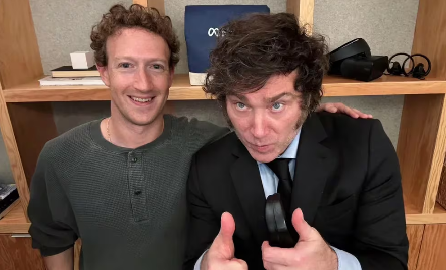 Javier Milei se reunió con Mark Zuckerberg para incentivar el avance tecnológico de Argentina