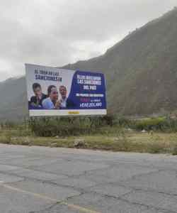 Chavismo gastando plata en vallas con propaganda contra las sanciones en Mérida y los servicios públicos en ruinas