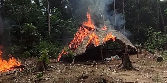 Militares destruyeron otro campamento de minería ilegal en Bolívar (Fotos)